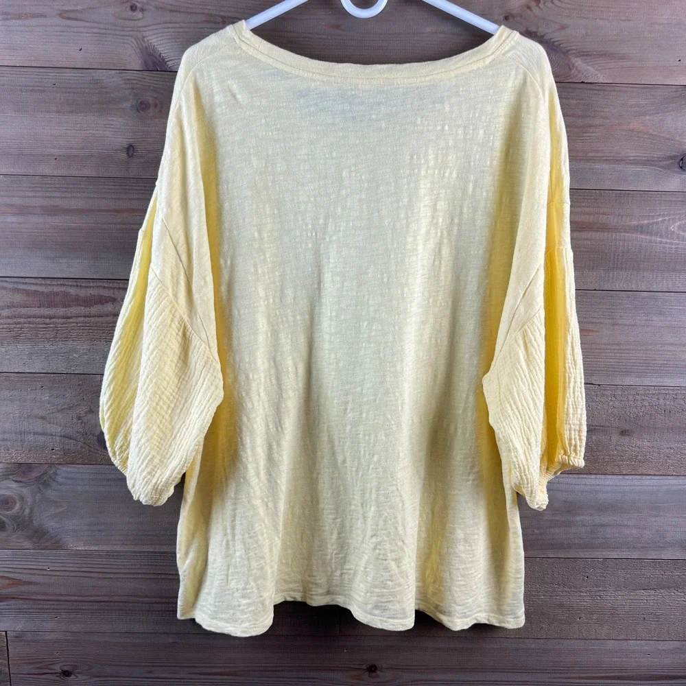 Soft Surroundings Womens Shirt 3/4 Sleeve Relaxed Tee Yellow Casual Beachy 1X - Picture 5 of 7